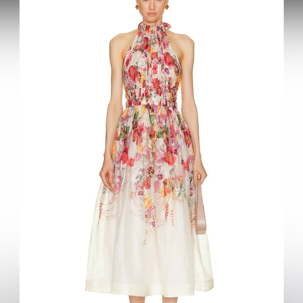 Zimmermann Wonderland Floral Halter Dress - in Elka
